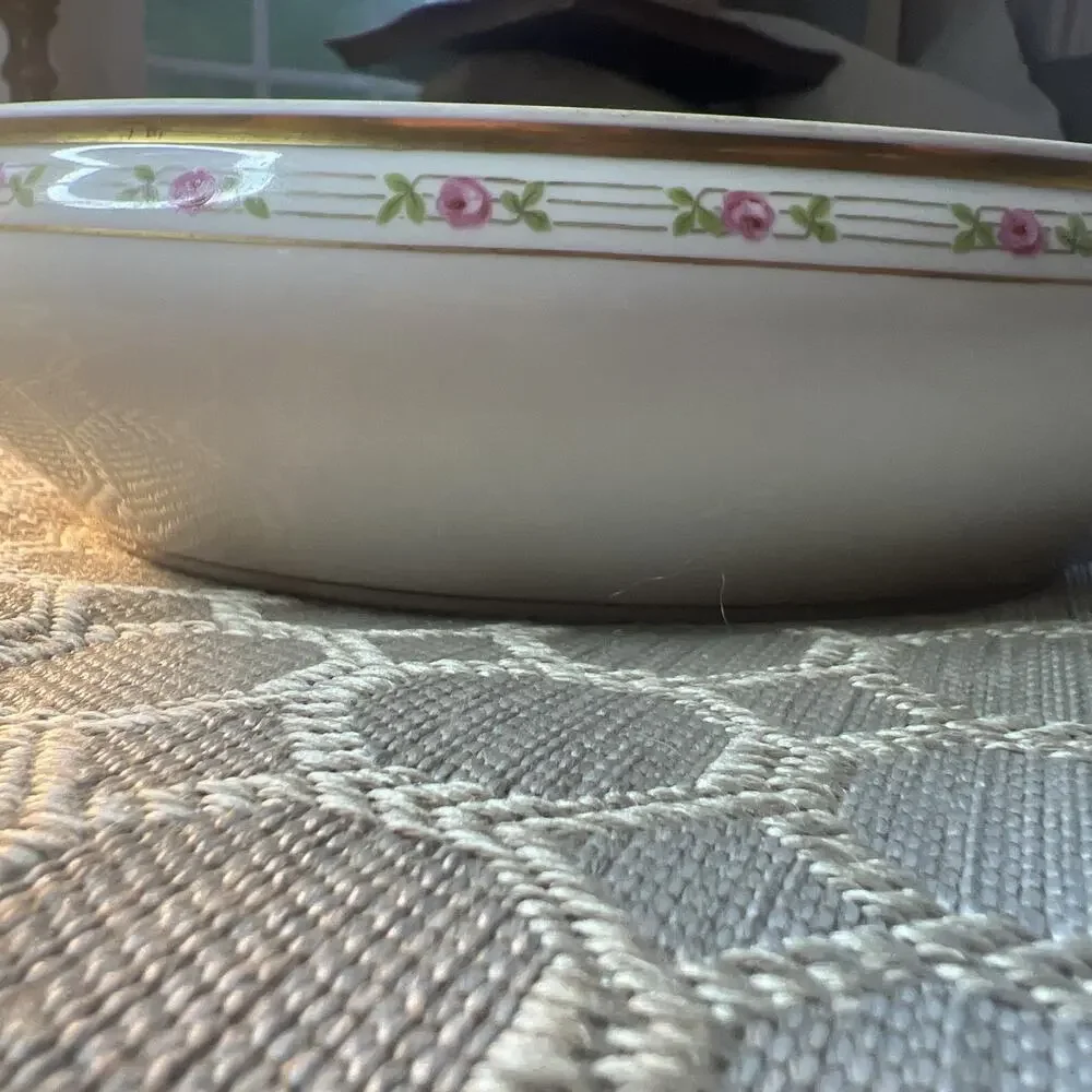 Antique M. Redon Limoges RDN10 Veggie Serving Dish 11” Gold Double Handle Rose